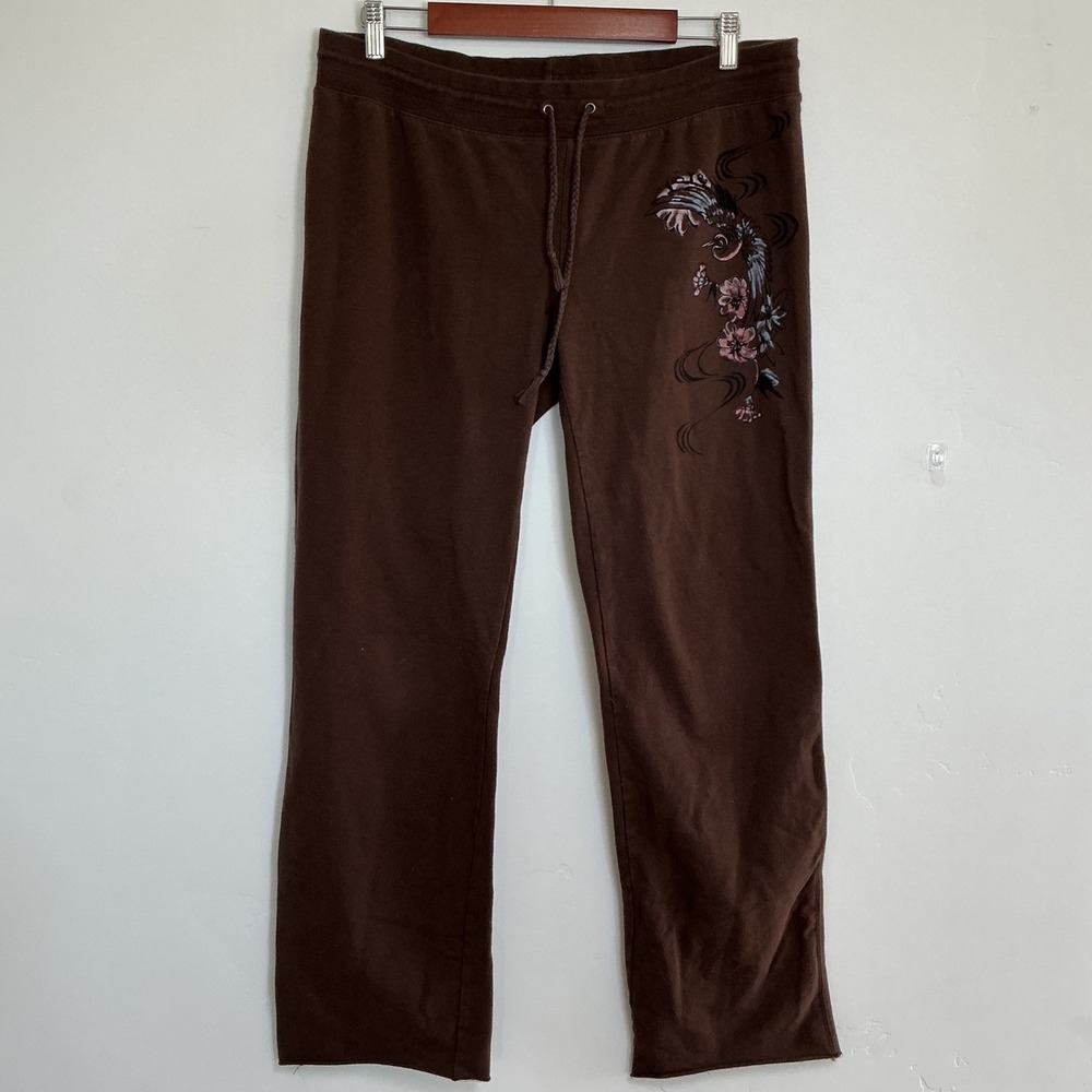 Lucky Brand Brown Track Pants with Floral Design